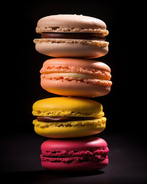 Generated photorealistic image of colorful macarons