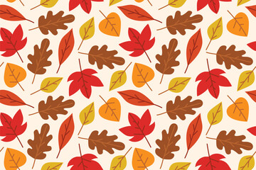seamless pattern with autumn colorful leaves - vector illustration