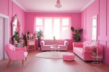 Pink Color Living Room Interior Design