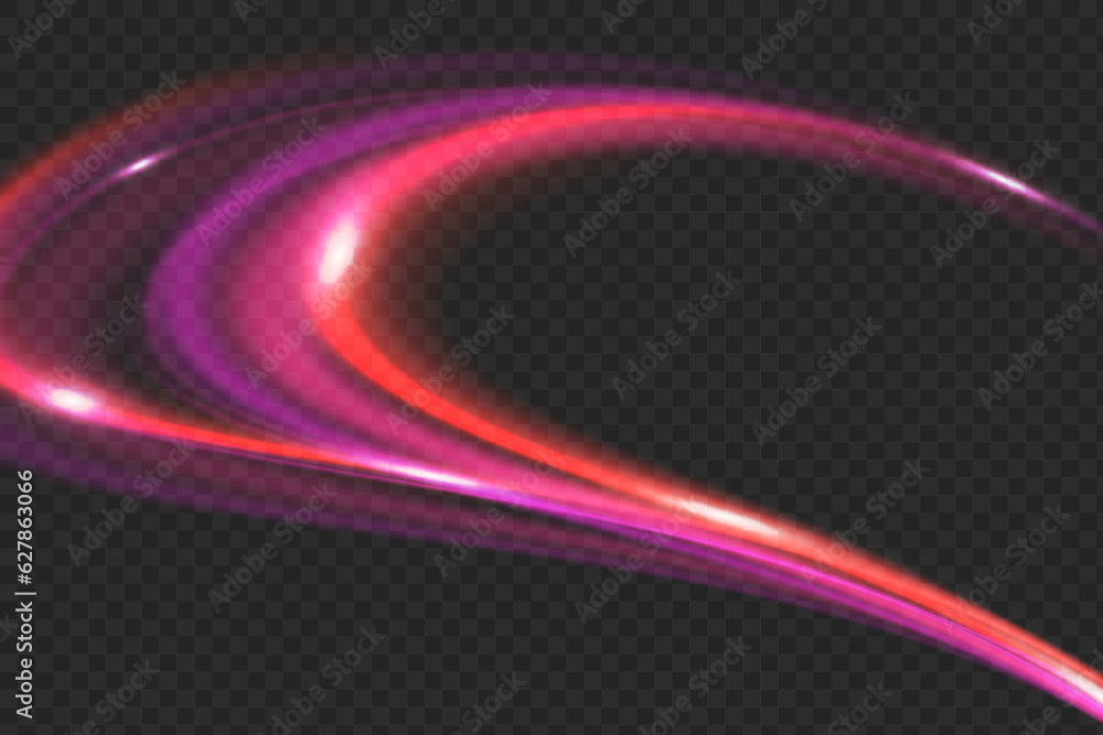 Poster high-speed light trails effect. futuristic dynamic motion technology. neon color glowing lines backg