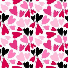 Obraz premium Valentines hearts seamless cartoon love pattern for wrapping paper and fabrics and kids clothes print and festive