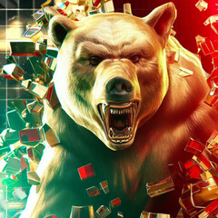 stock market bear with stock market graph data or bearish market