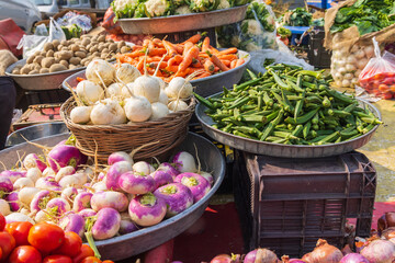 Fresh vegetables at a market in Srinagar.