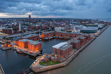 Fototapeta na wymiar Aerial view of the Albert Dock, Liverpool