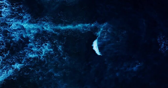 Sea top view Aerial drone Waves of water of the river and the sea meet each other during high tide and low tide.