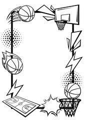 Frame with basketball items. Sport club illustration.