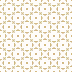 Golden vector seamless pattern in Oriental style. Gold and white minimalist geometric ornament, abstract floral background texture. Luxury minimal wallpapers. Repeat geo design for print, decor, cover