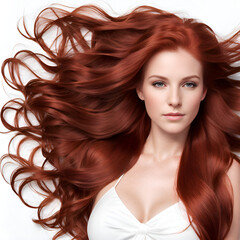 Ginger model with long hair