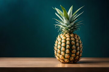 pineapple on a wooden table generated AI