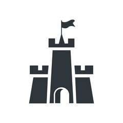 Castle Tower icon. Vector illustration of logo isolated on white background