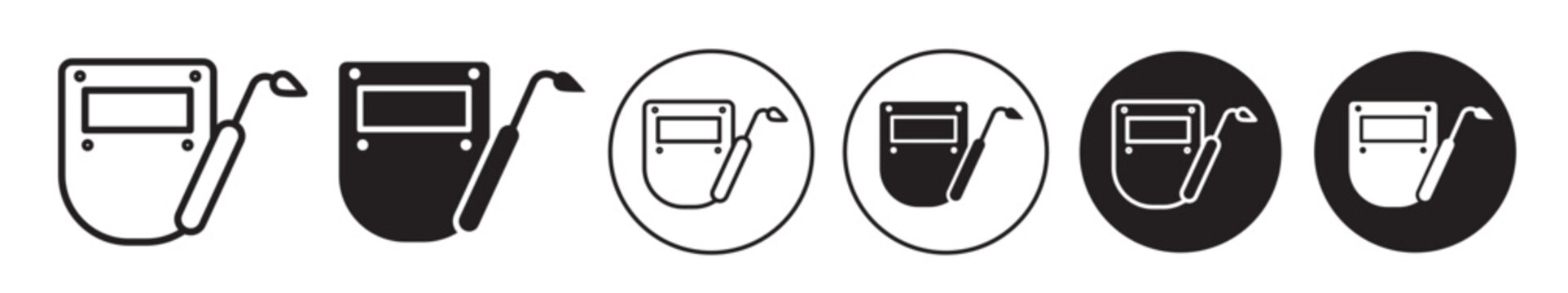 Welding icon set. welder safety mask web pictogram.