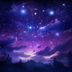 Obraz na płótnie Canvas purple night sky with stars