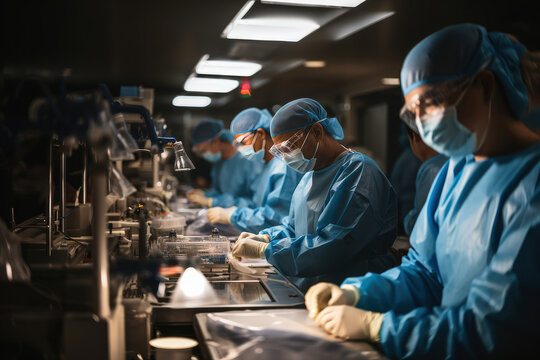 A Team Of Doctors In A State-of-the-art Laboratory, Meticulously Conducting Experiments To Advance Medical Research