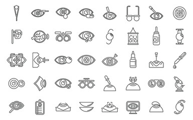 Laser vision correction icons set outline vector. Beam surgery. Cataract care