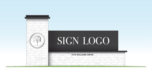 Brick architectural monument sign blank for mockup