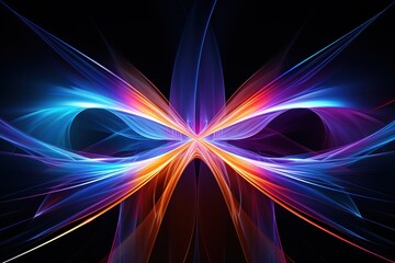 3d Abstract, neon lines, geometric shapes, ultraviolet line