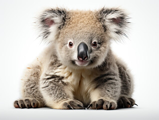 Cute koala sitting on a log with his tongue hanging out - Powered by Adobe