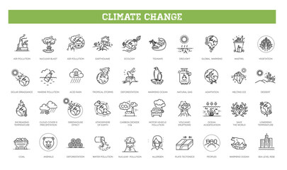 Ecology. Climate change. Vector icons - 627872840