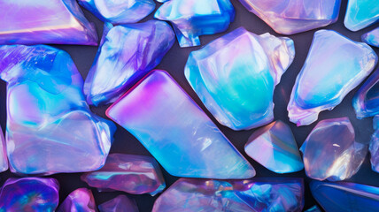 Fototapeta premium Abstract opal gemstone background. Rainbow colorful fire opals. Closeup luxury crystal texture wallpaper