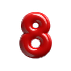 red cartoon number 8 - 3d glossy digit - Suitable for events, design or passion related subjects
