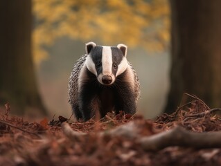 European Badger Wildlife photography Generative AI - obrazy, fototapety, plakaty