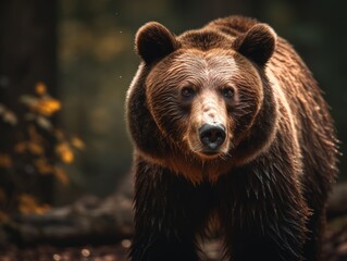 Fototapeta premium European Brown Bear photography in the forest Generative AI