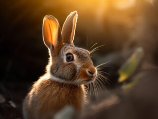 Naklejka na ściany i meble European Rabbit Lagomorph Wildlife photography Generative AI