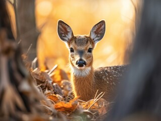 Fototapeta premium European Roe Deer Capreolus capreolus Wildlife photography of a Roe Buck Fawn Generative AI