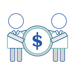Pair of business characters holding a coin Isolated business icon Vector