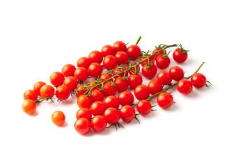 Branches of cherry tomatoes on a white background