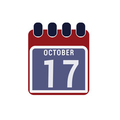 Calendar displaying day 17 ( seventeenth ) of the October - Day 17 of the month. illustration