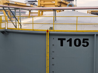 The view from the top of the 105 storage tank for cooking oil and crude palm oil