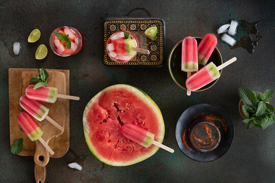 Watermelon mojito popsicles 