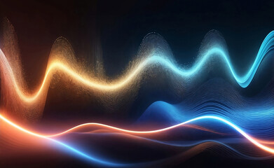 Sound waves with the glow light, Generative AI Illustration.