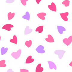 Seamless love heart design vector background. Seamless pattern on Valentines day. The seamless texture with hart. Color pink Barbie