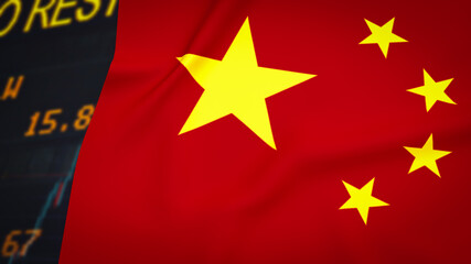 The Chinese flag on business background  3d rendering
