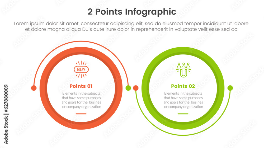 Poster versus or compare and comparison concept for infographic template banner with big circle linked conn