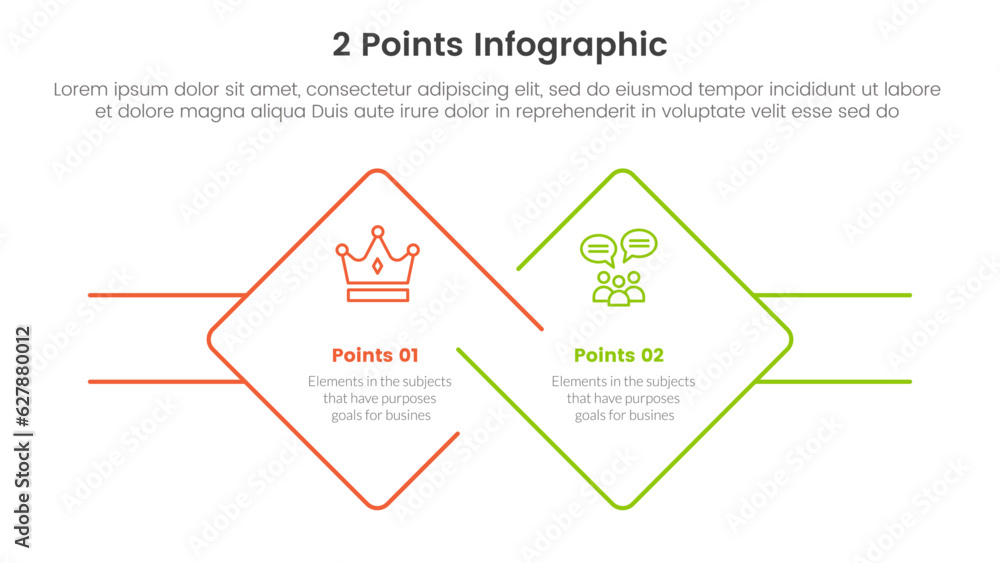 Poster versus or compare and comparison concept for infographic template banner with skewed rotate square s
