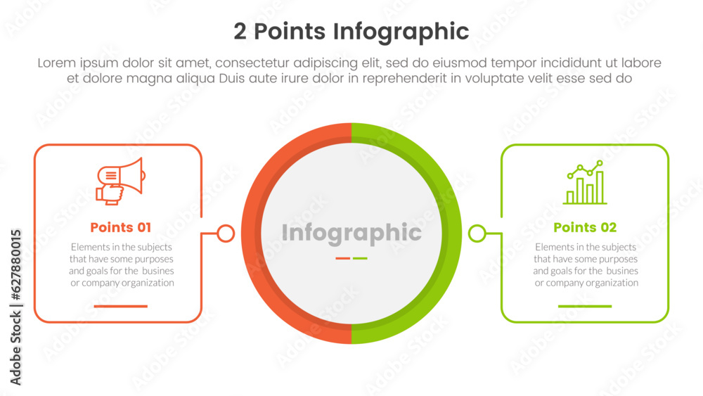 Poster versus or compare and comparison concept for infographic template banner with big circle center and 