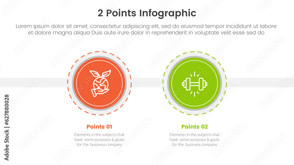 Poster versus or compare and comparison concept for infographic template banner with big circle and outline