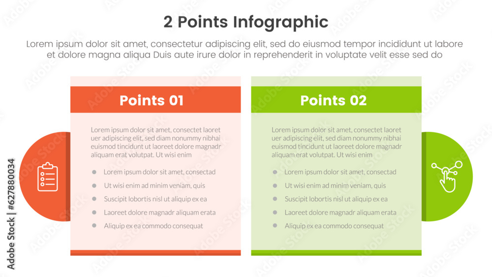 Poster versus or compare and comparison concept for infographic template banner with table box and circle a