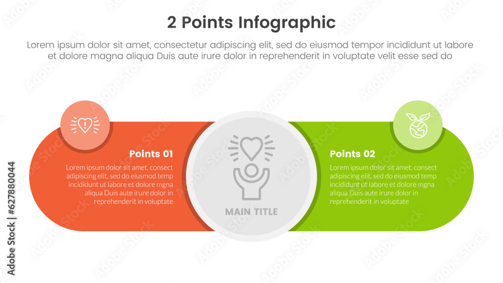 Poster versus or compare and comparison concept for infographic template banner with big circle center and 