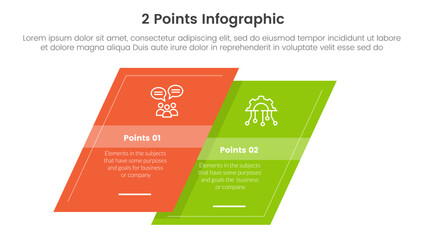versus or compare and comparison concept for infographic template banner with skewed square shape with two point list information