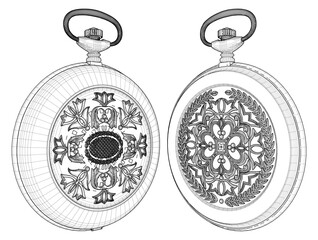 Fototapeta na wymiar Pocket Watch Vector. Isolated On White Background A vector illustration Of A Pocket Watch.