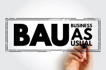 BAU Business As Usual - normal execution of standard functional operations within an organisation,...