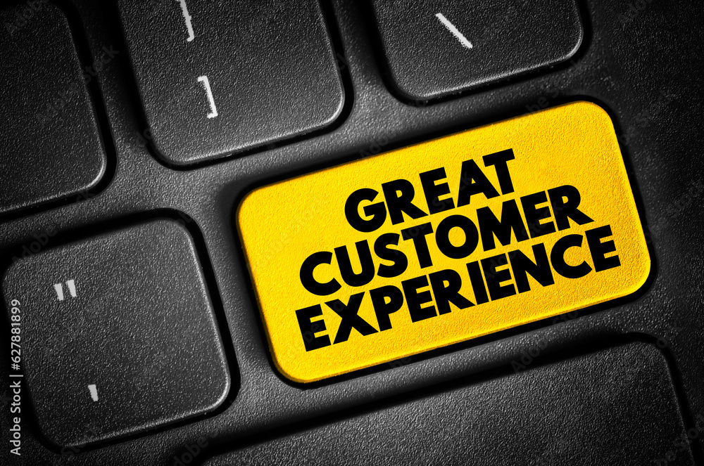 Poster great customer experience text button on keyboard, concept background