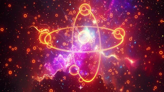 Background with glowing lights, Atomic model or structure background, atomic background