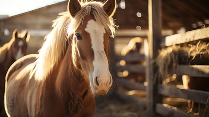 Majestic Equine Beauty: A Captivating Horse in the Stable, generative ai
