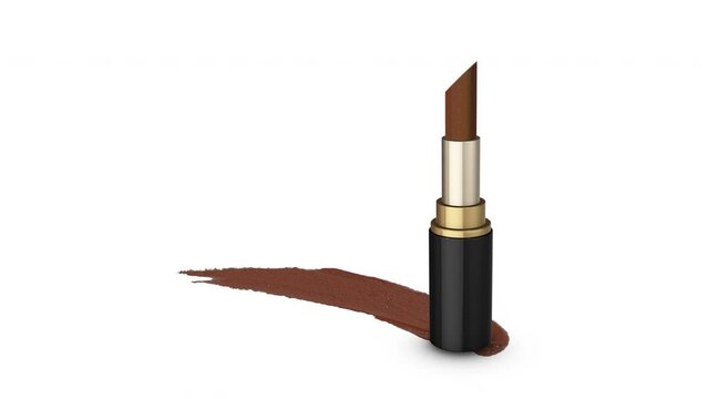 Cholate brown shimmer colored lipstick with color stroke
