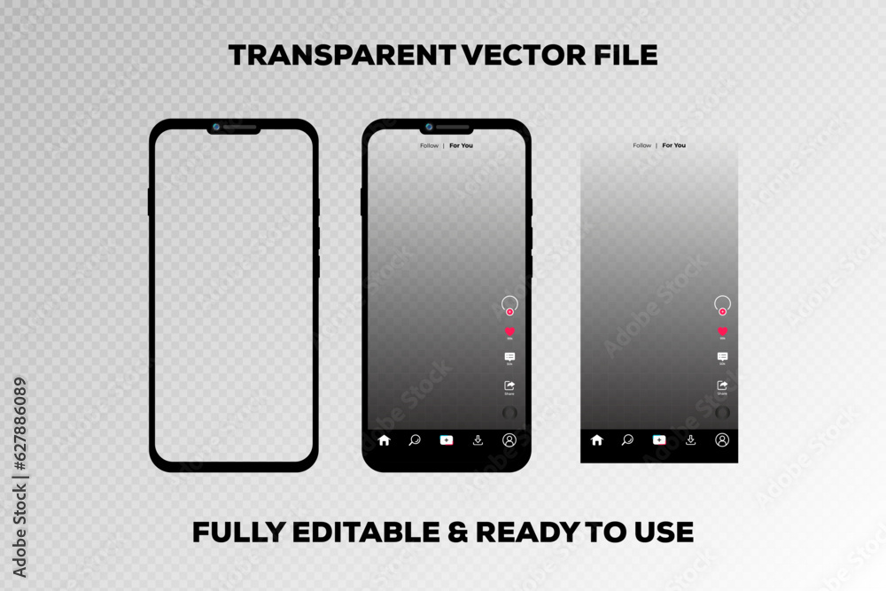 Poster tiktok interface with mobile phone smartphone camera mockup, tiktok app ui interface and mobile phon